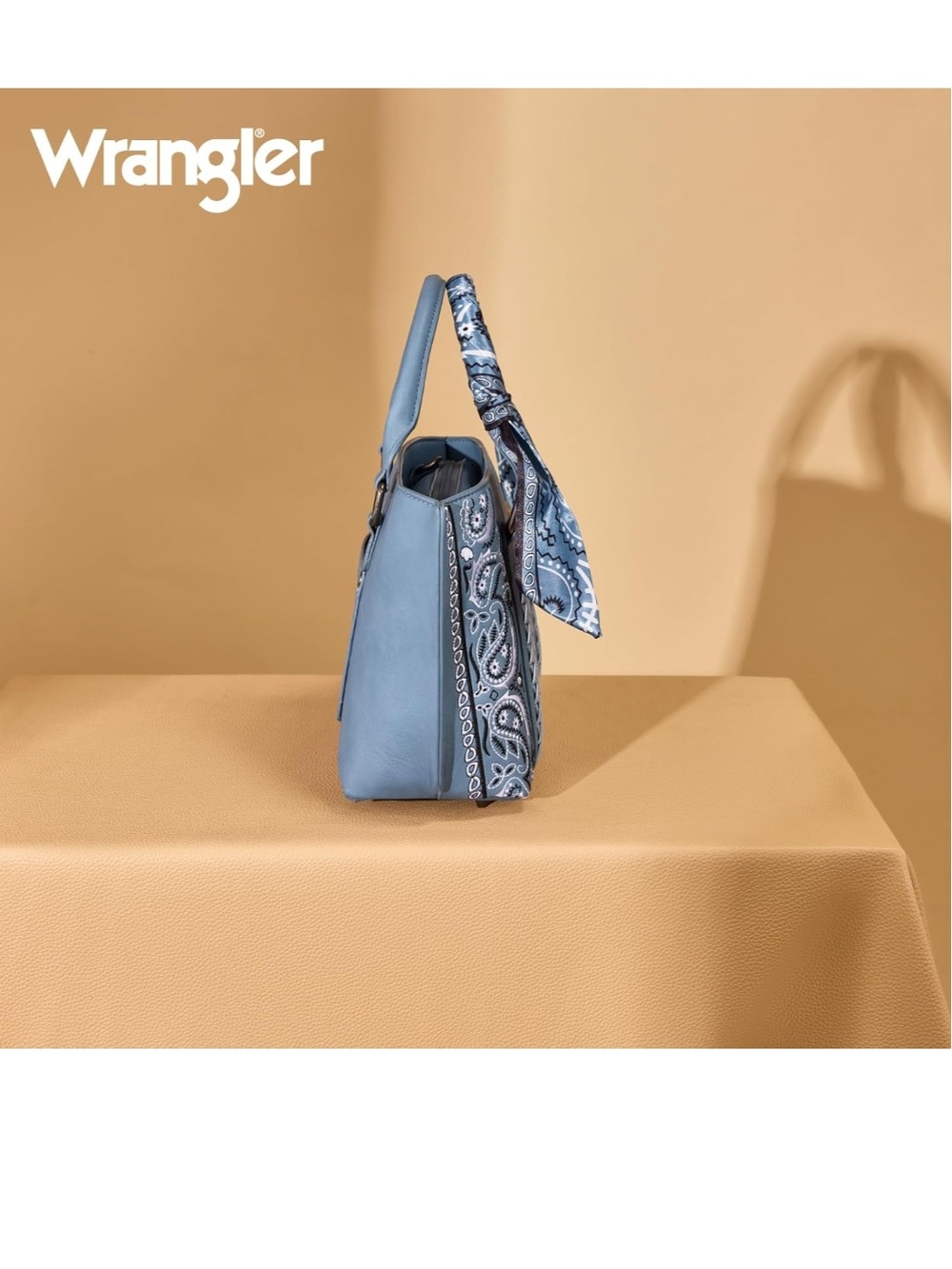 Wrangler Light Blue Paisley-Trim Top-Handle Shoulder Bag - Picture 3 of 6